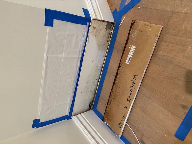 Foundation sill plate water intrusion creating interior mold, water damage